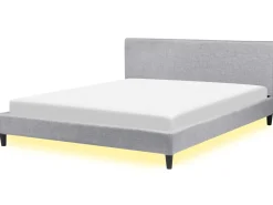 Seng med LED FITOU 180 x 200 cm Lysegrå