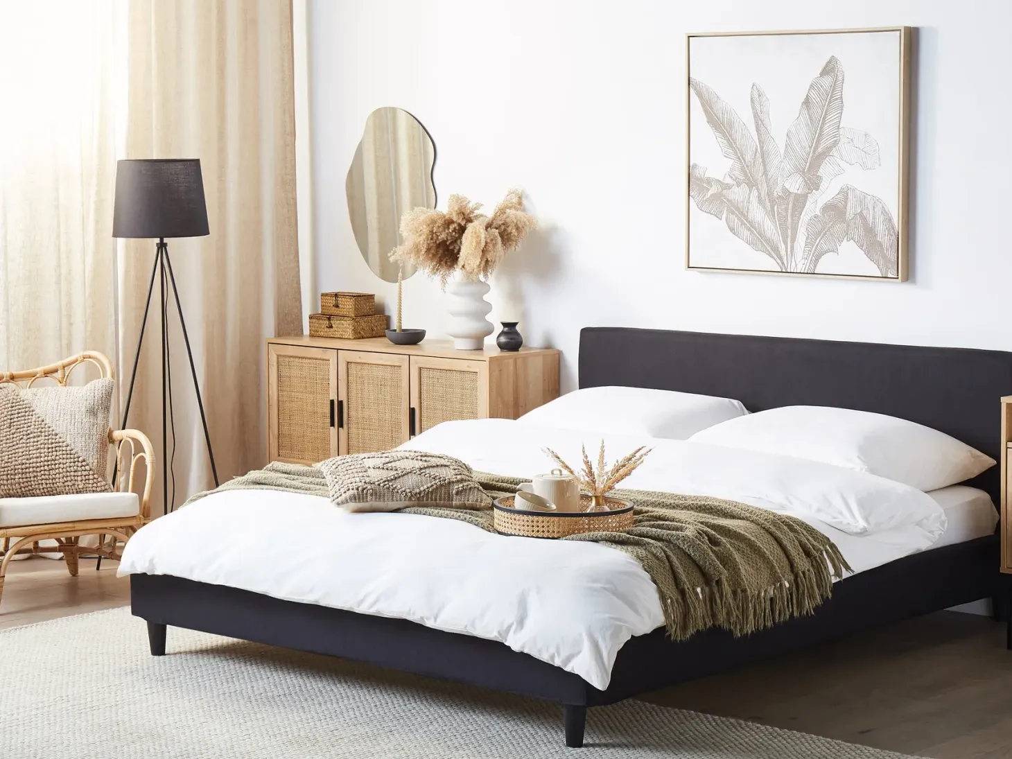 Seng med LED FITOU 180 x 200 cm Sort