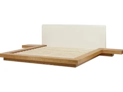 Seng med LED Kunstlæder ZEN 180 x 200 cm Naturlig ask