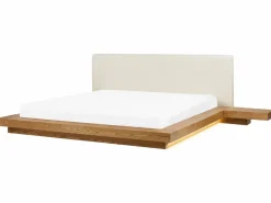 Seng med LED Kunstlæder ZEN 180 x 200 cm Naturlig ask
