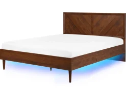 Seng med LED MIALET 160 x 200 cm Mørkebrun