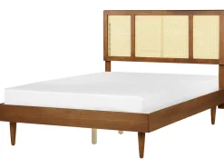 Seng med LED Rattan AURAY 140 x 200 cm Brun