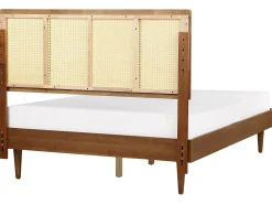 Seng med LED Rattan AURAY 140 x 200 cm Brun