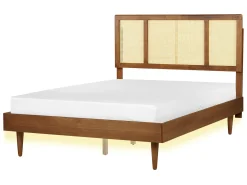 Seng med LED Rattan AURAY 140 x 200 cm Brun