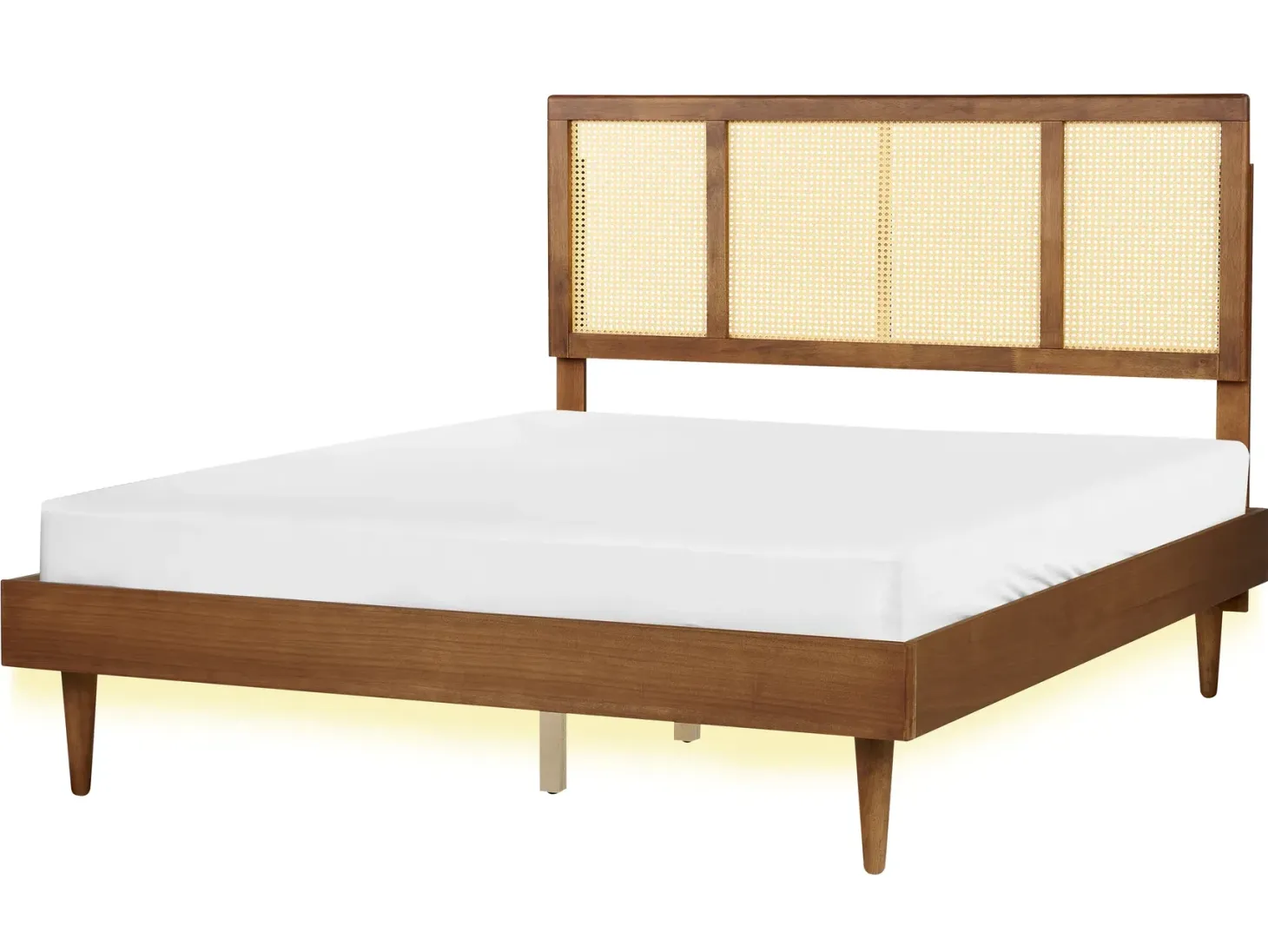 Seng med LED Rattan AURAY 160 x 200 cm Brun