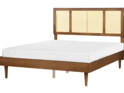 Seng med LED Rattan AURAY 160 x 200 cm Brun