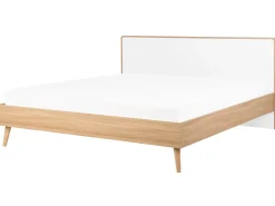 Seng med LED SERRIS 180 x 200 cm Lysebrun