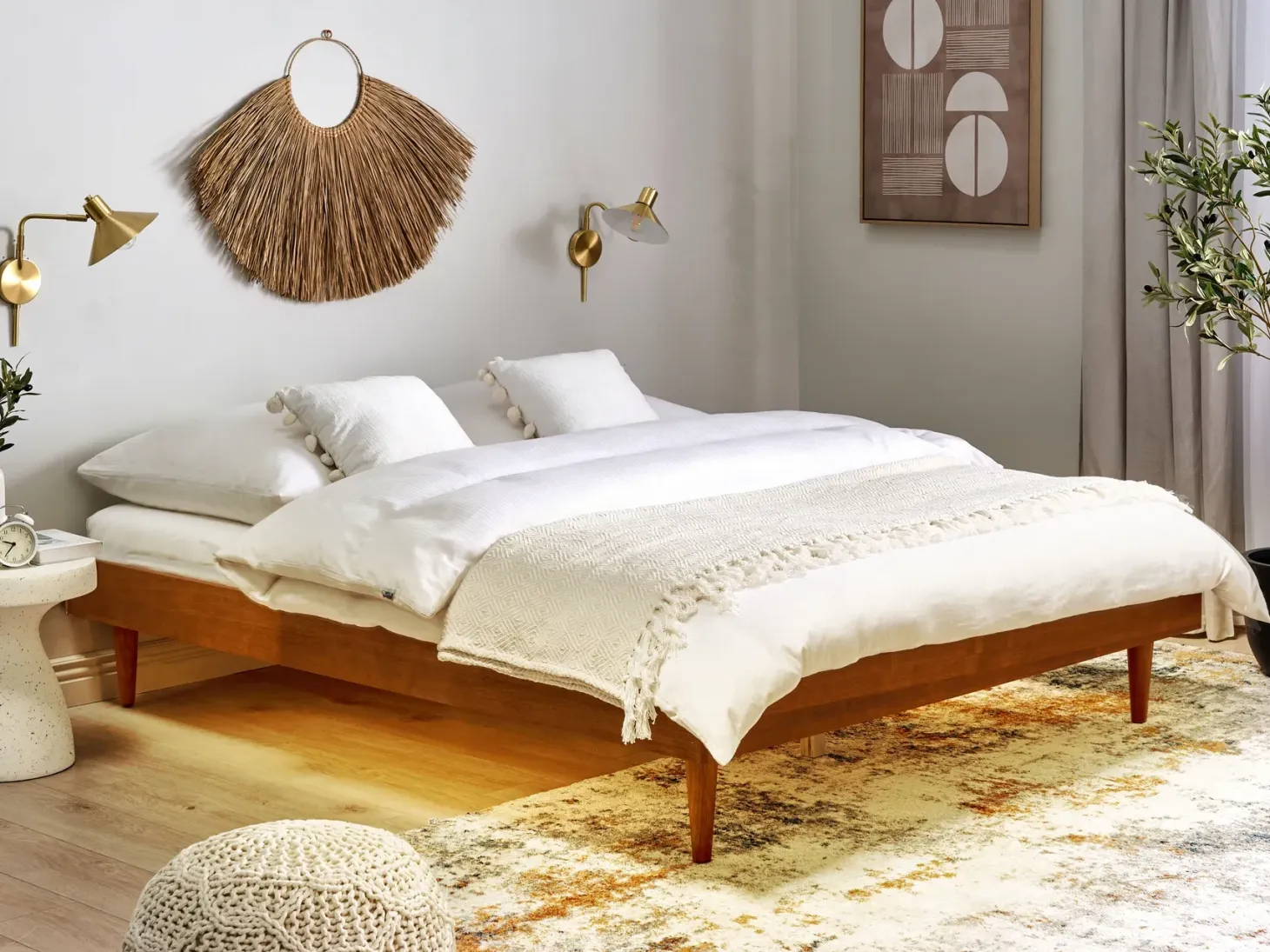 Seng med LED TOUCY 180 x 200 cm Brun ask