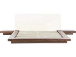 Seng med LED ZEN 160 x 200 cm Brun ask