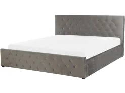 Seng med opbevaring AMIENS Velour Grå 160 x 200 cm