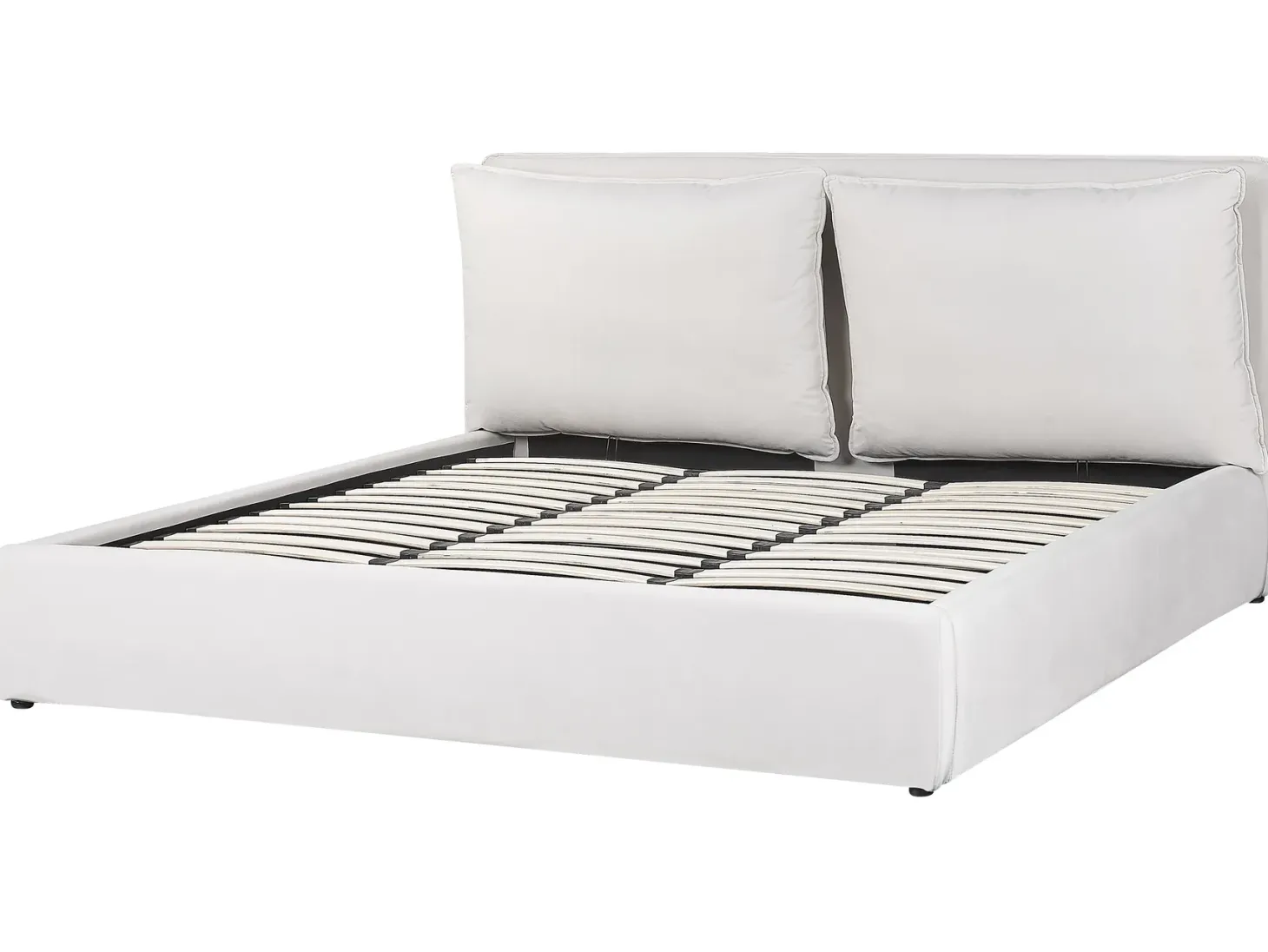 Seng med opbevaring BAJONNA Velour Cremehvid 180 x 200 cm
