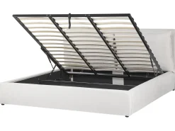 Seng med opbevaring BAJONNA Velour Cremehvid 180 x 200 cm