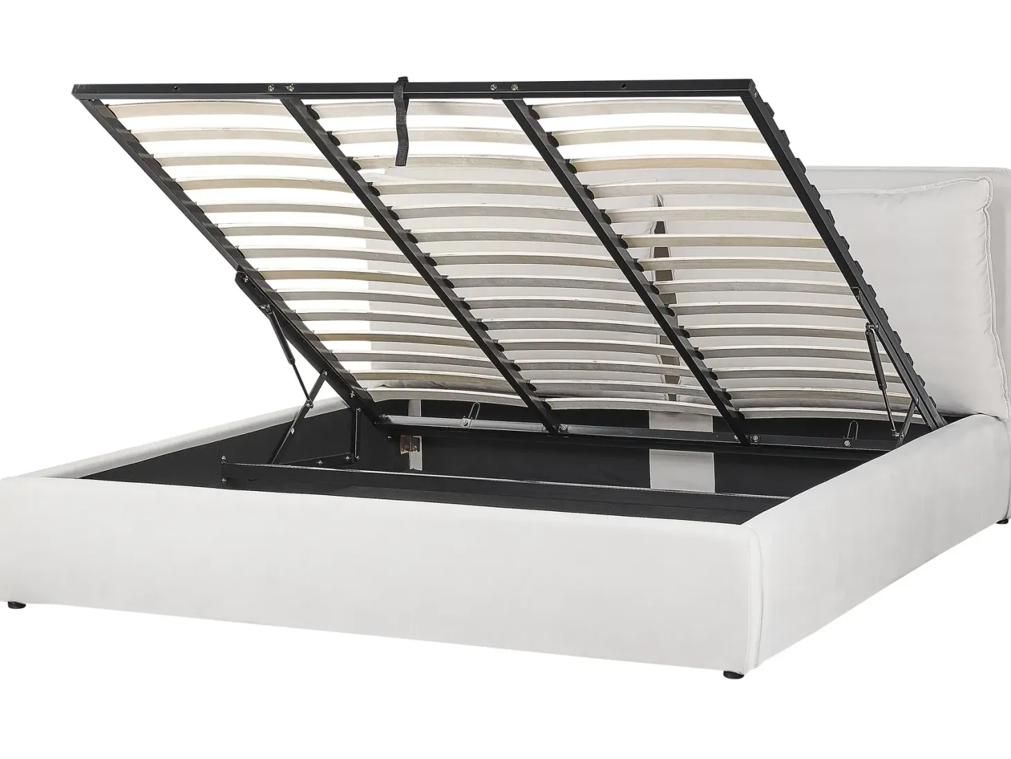 Seng med opbevaring BAJONNA Velour Cremehvid 180 x 200 cm