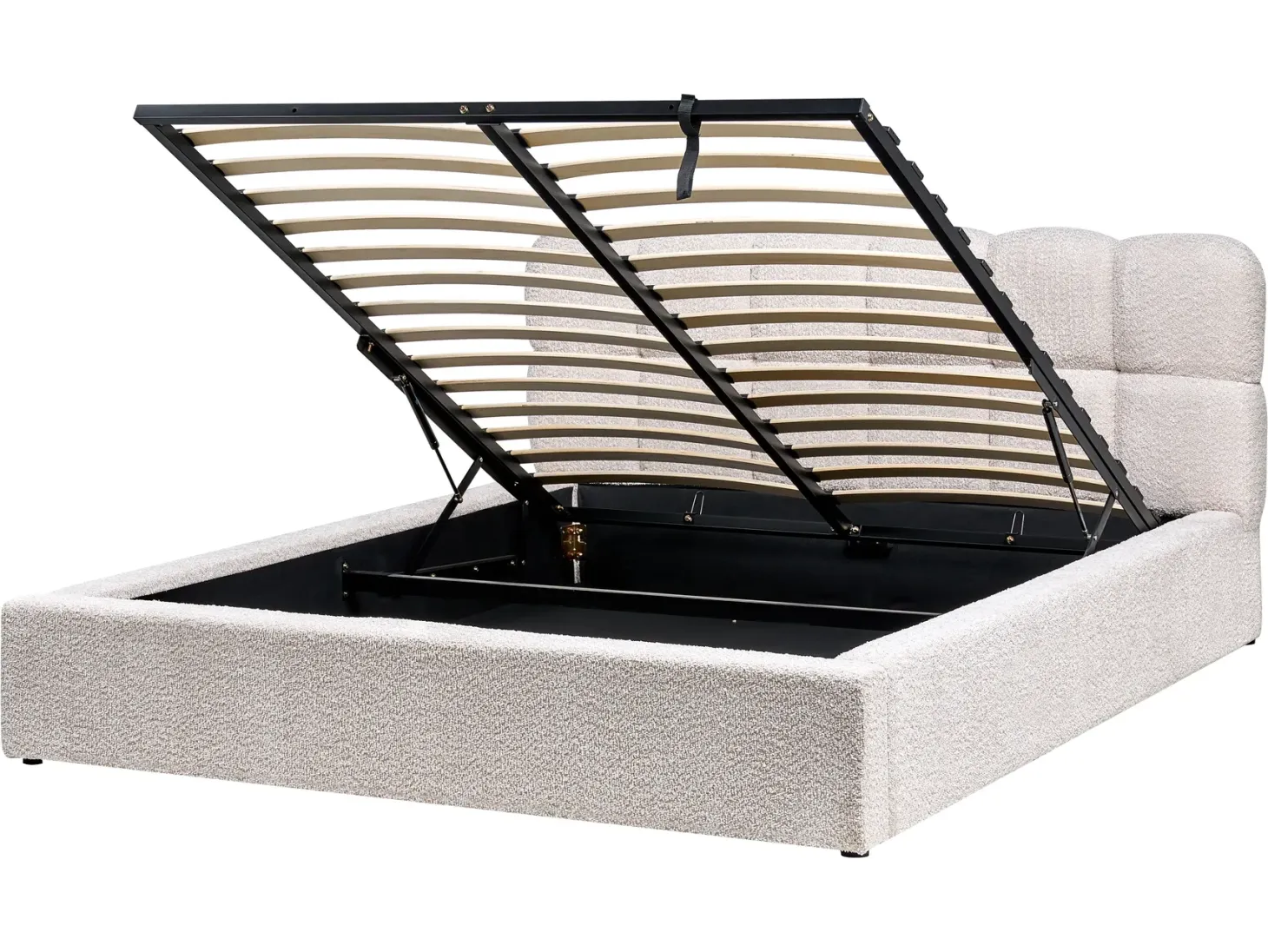 Seng med opbevaring BASTON Boucle Lys Beige 160 x 200 cm