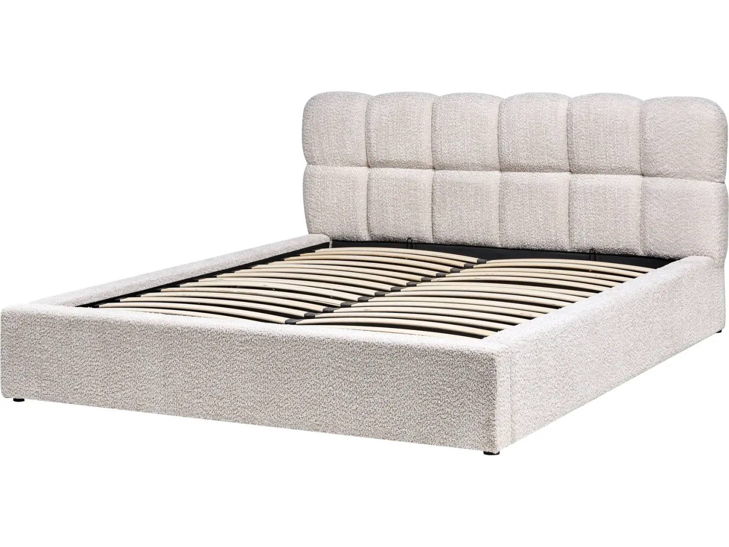 Seng med opbevaring BASTON Boucle Lys Beige 160 x 200 cm