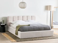 Seng med opbevaring BASTON Boucle Lys Beige 160 x 200 cm
