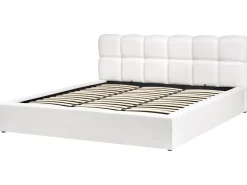 Seng med opbevaring BASTON Cremehvid 180 x 200 cm