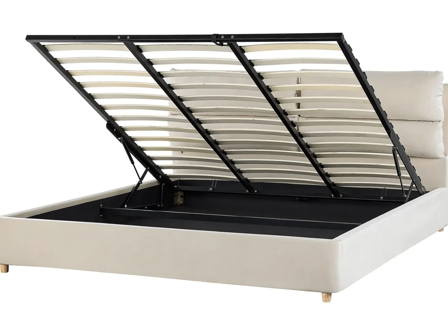 Seng med opbevaring BATILLY Velour Lys Beige 180 x 200 cm