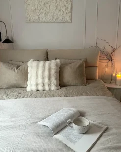 Seng med opbevaring BATILLY Velour Lys Beige 180 x 200 cm