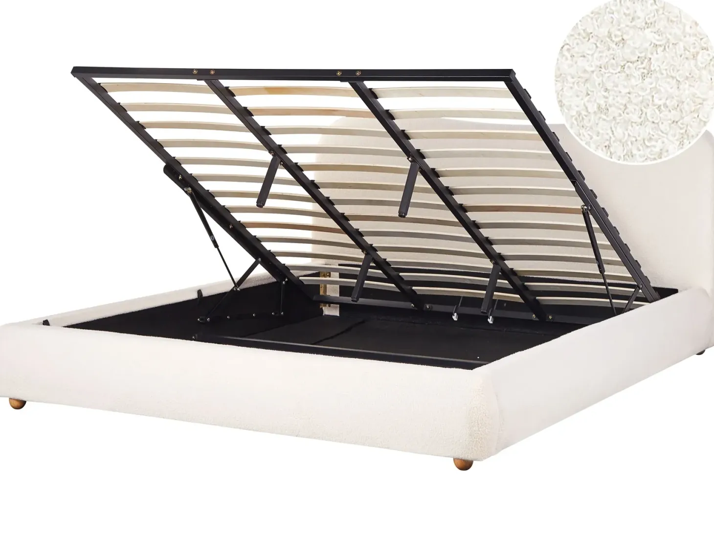 Seng med opbevaring BLAGNAC Boucle Cremehvid 180 x 200 cm