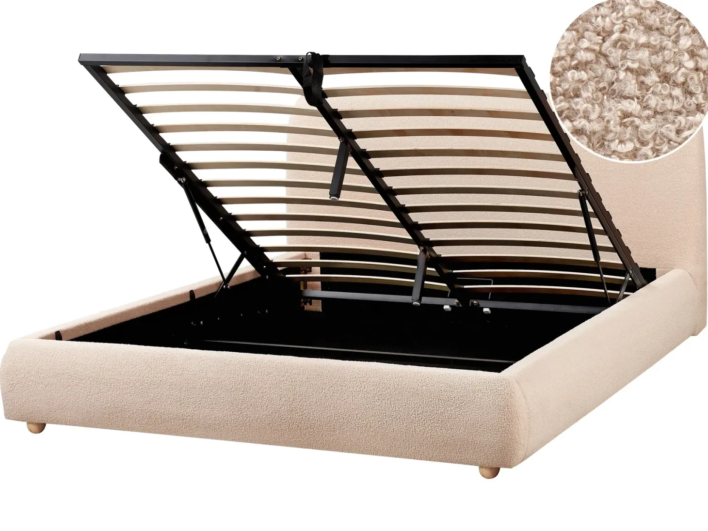 Seng med opbevaring BLAGNAC Boucle Beige 160 x 200 cm