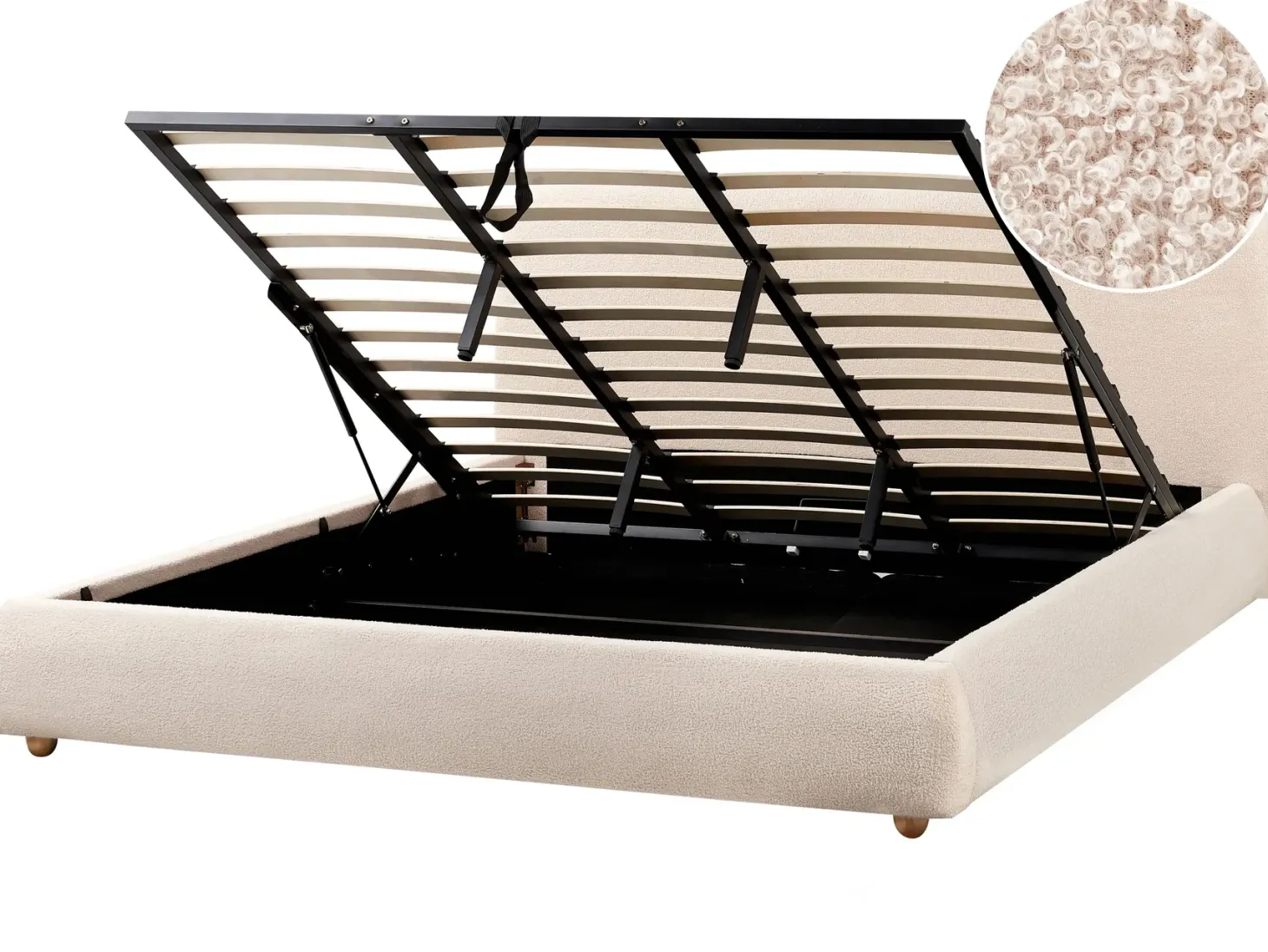 Seng med opbevaring BLAGNAC Boucle Lys Beige 180 x 200 cm