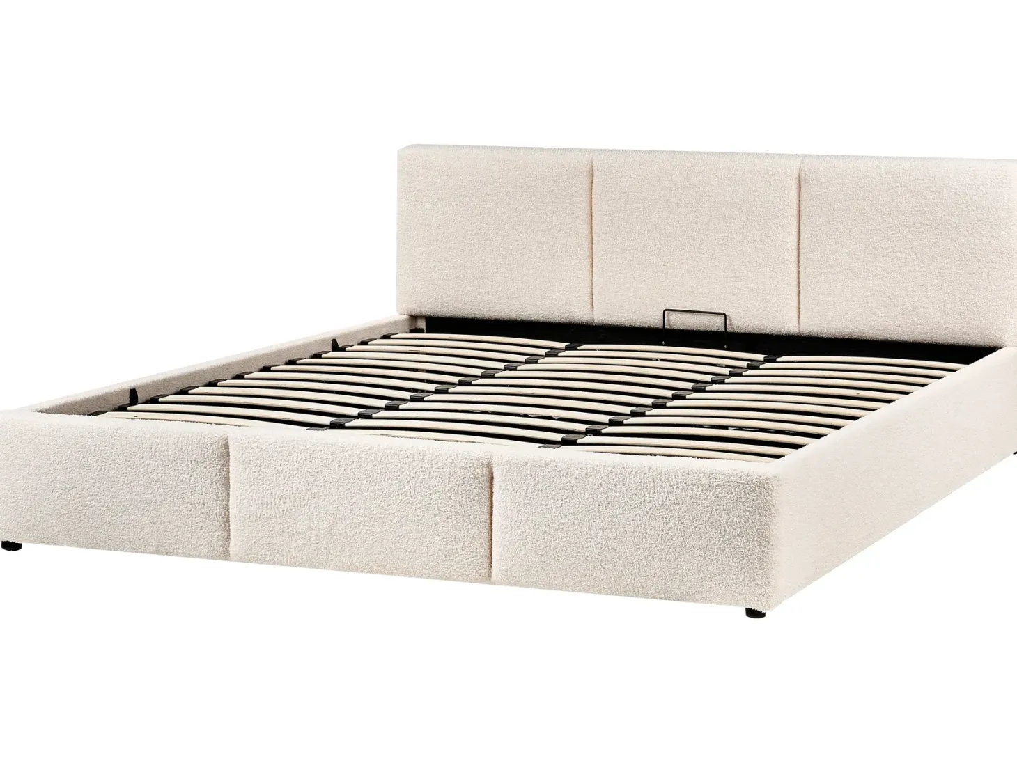 Seng med opbevaring BOUSSE Boucle Cremehvid 180 x 200 cm