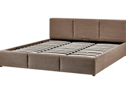 Seng med opbevaring BOUSSE Boucle Brungrå 180 x 200 cm