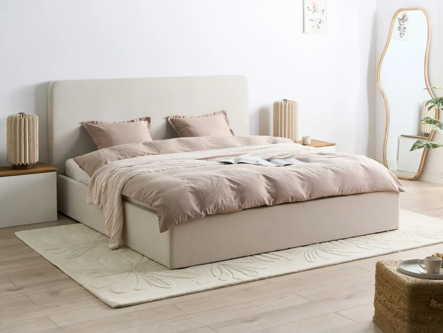 Seng med opbevaring BRENON Lys Beige 180 x 200 cm