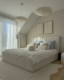 Seng med opbevaring CASTELNAVET Cremehvid 180 x 200 cm