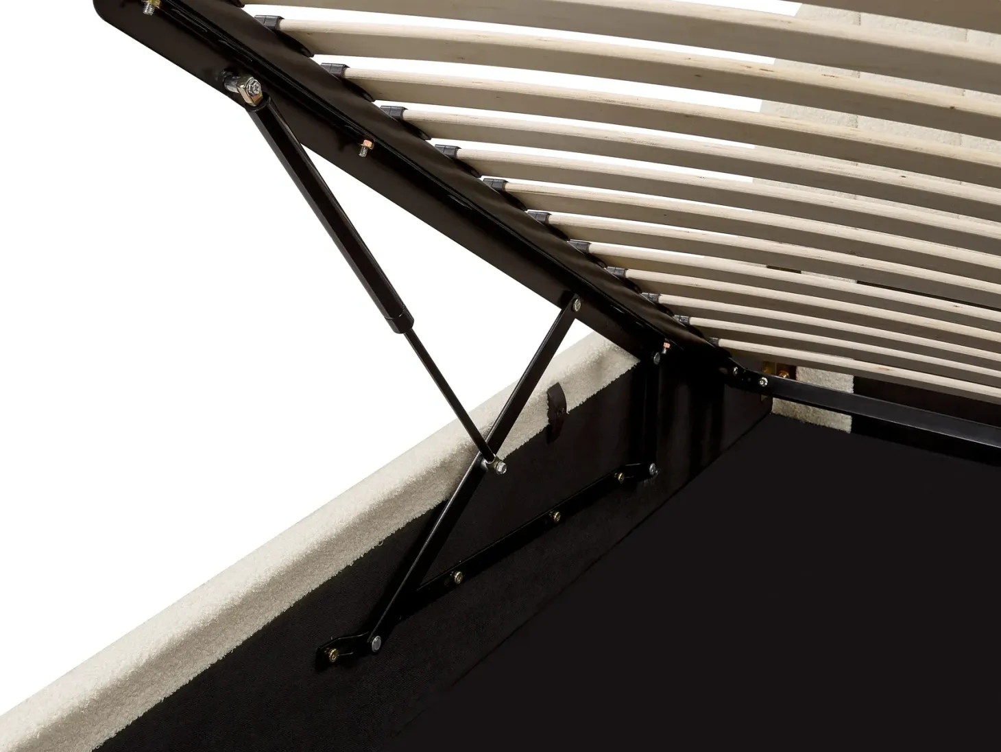 Seng med opbevaring CHADENET Boucle Cremehvid 180 x 200 cm