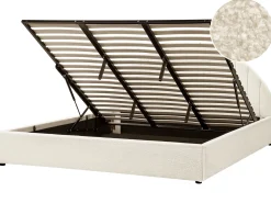 Seng med opbevaring CHADENET Boucle Cremehvid 180 x 200 cm