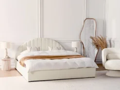 Seng med opbevaring CHADENET Boucle Cremehvid 180 x 200 cm