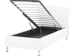 Seng med opbevaring Kunstlæder METZ 90 x 200 cm Hvid