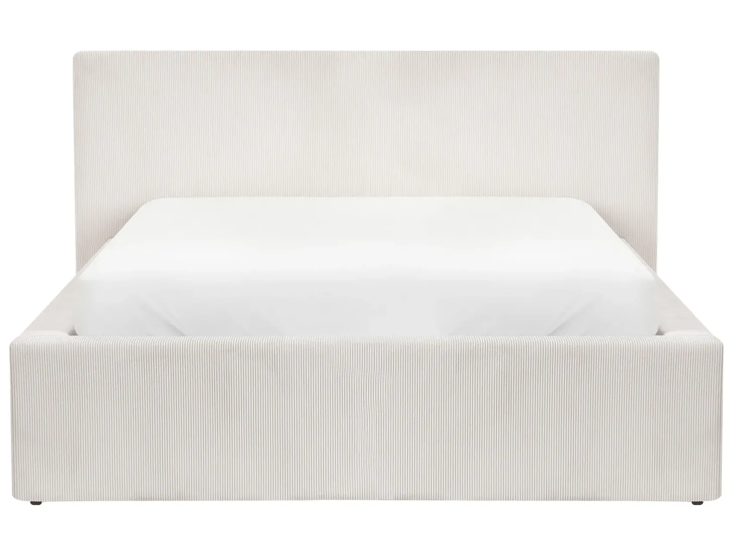 Seng med opbevaring LILLEBONNE Fløjl Lys Beige 140 x 200 cm