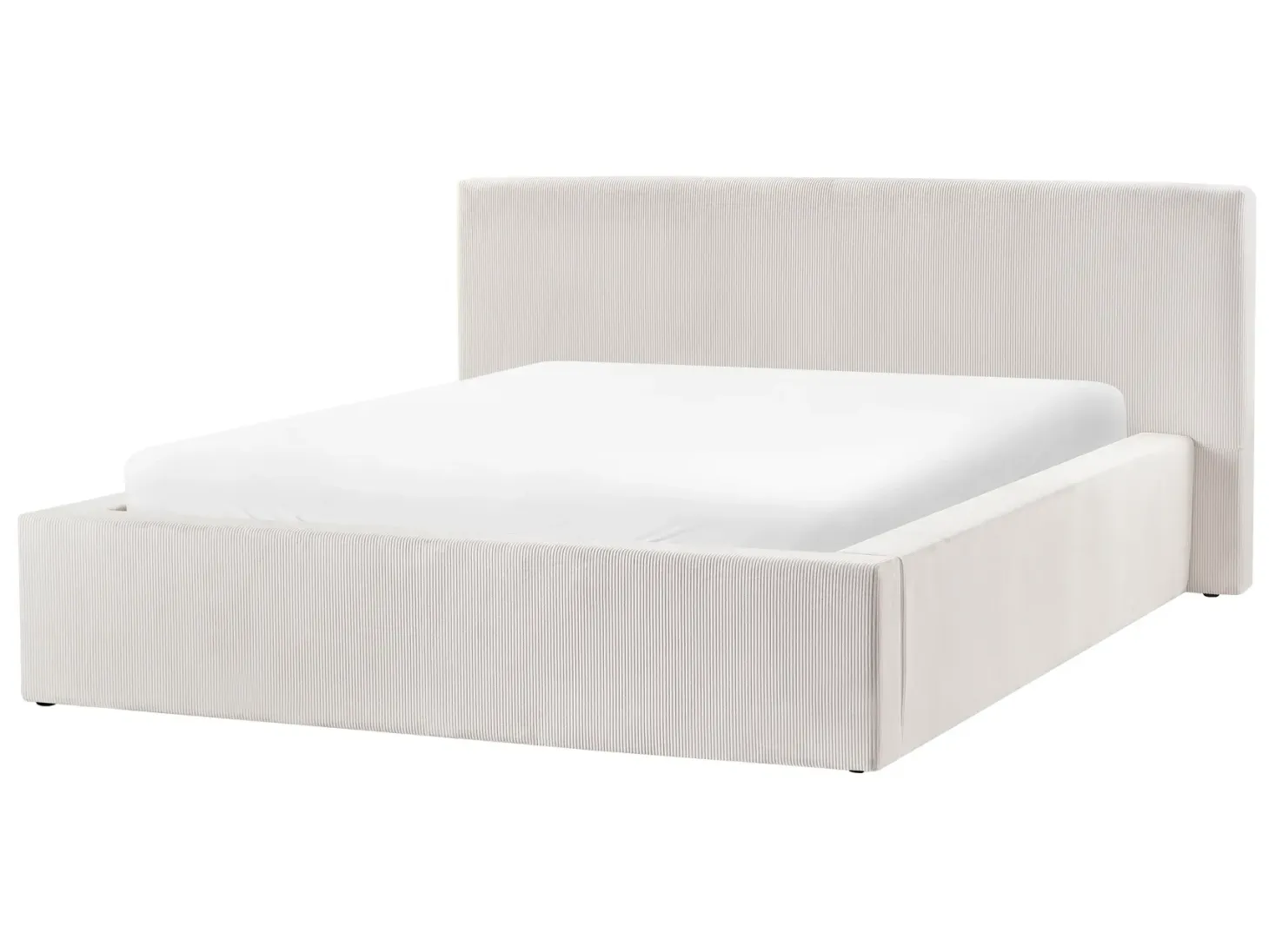 Seng med opbevaring LILLEBONNE Fløjl Lys Beige 140 x 200 cm