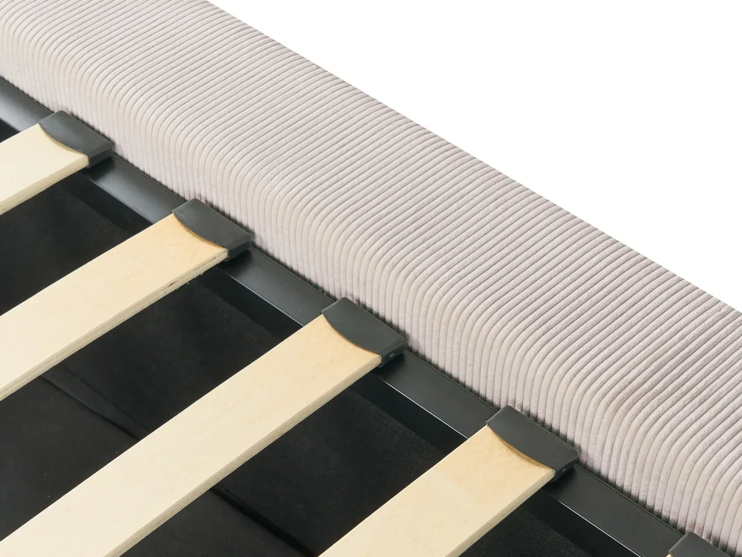 Seng med opbevaring LILLEBONNE Fløjl Lys Beige 140 x 200 cm