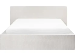 Seng med opbevaring LILLEBONNE Fløjl Lys Beige 160 x 200 cm