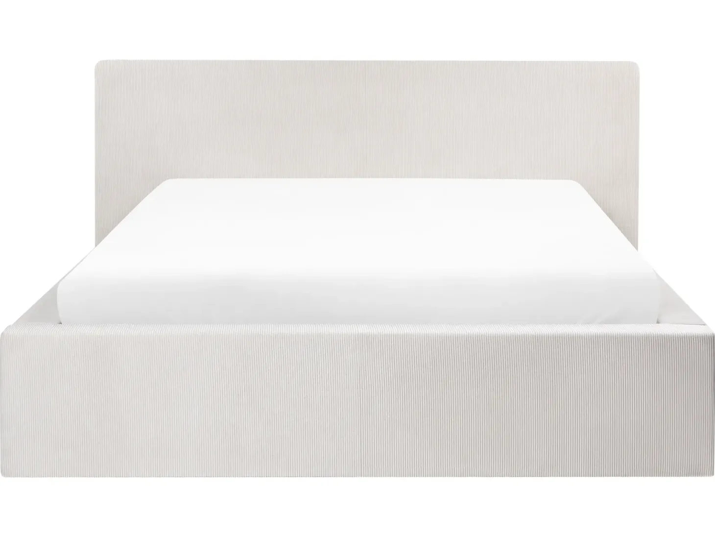 Seng med opbevaring LILLEBONNE Fløjl Lys Beige 160 x 200 cm