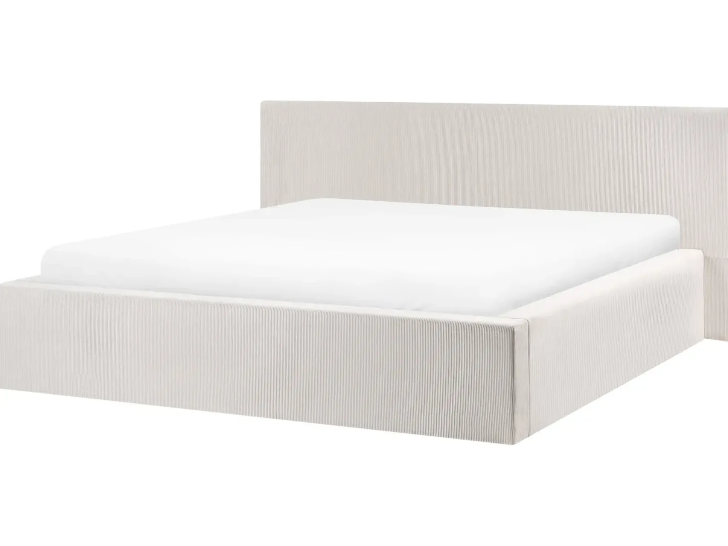 Seng med opbevaring LILLEBONNE Fløjl Lys Beige 180 x 200 cm