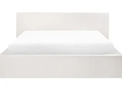 Seng med opbevaring LILLEBONNE Fløjl Lys Beige 180 x 200 cm