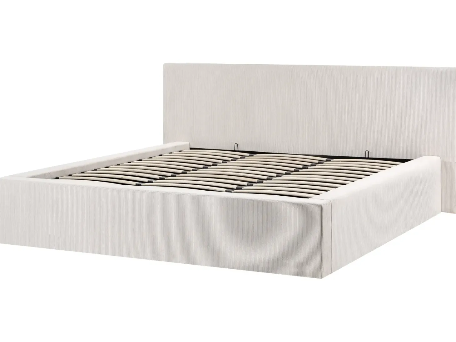Seng med opbevaring LILLEBONNE Fløjl Lys Beige 180 x 200 cm