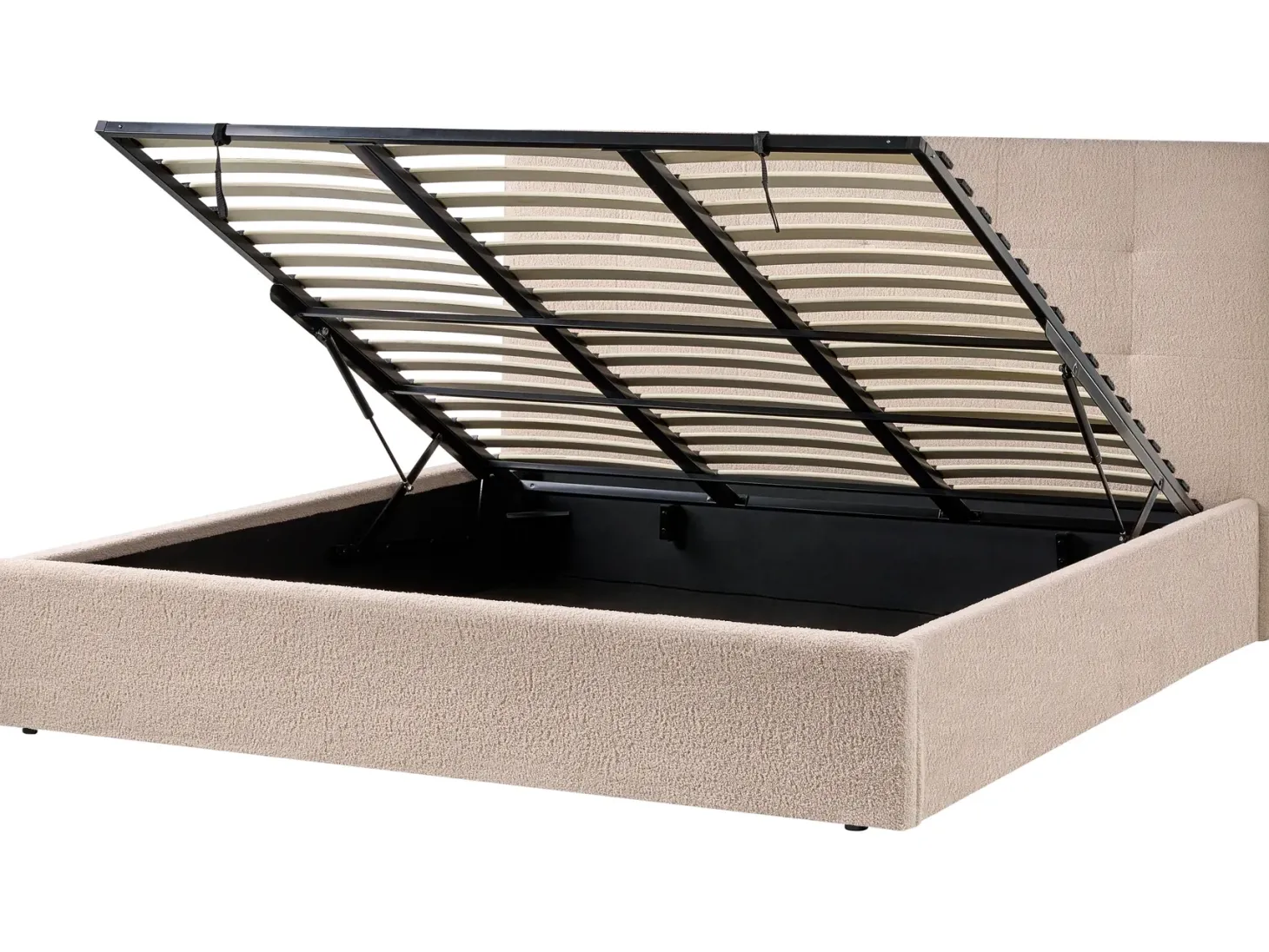 Seng med opbevaring LORIENT Boucle Beige 180 x 200 cm