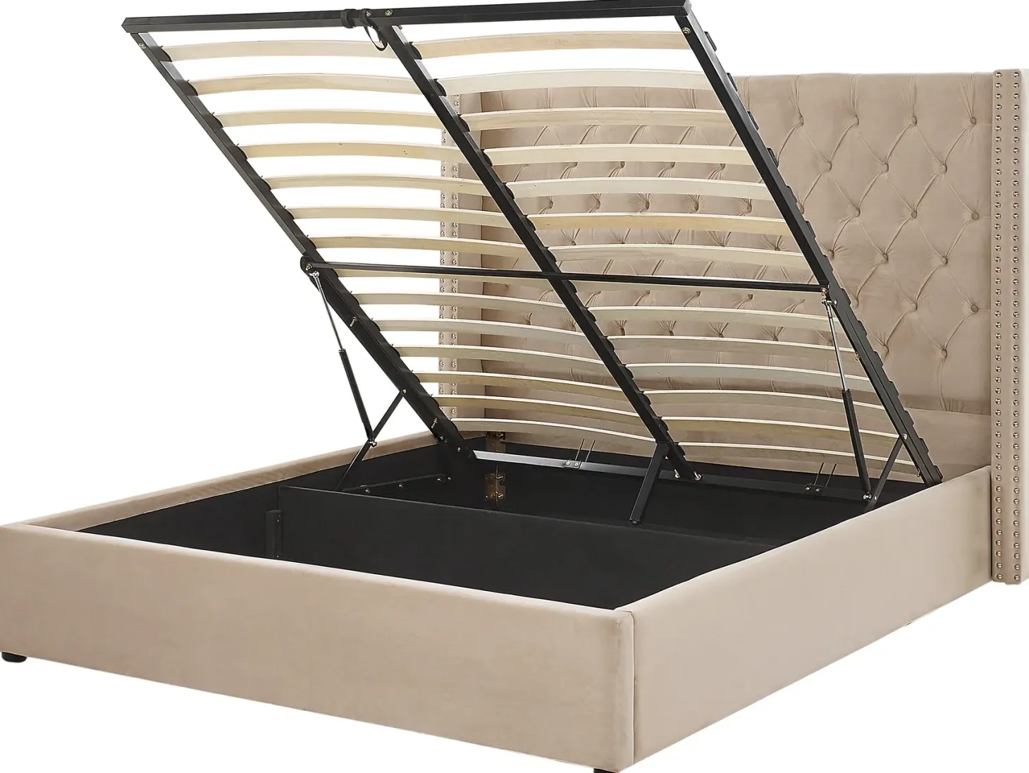 Seng med opbevaring LUBBON Velour Beige 160 x 200 cm