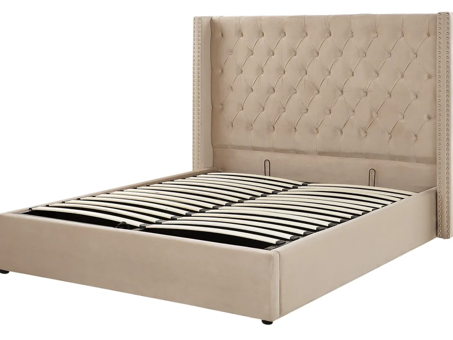 Seng med opbevaring LUBBON Velour Beige 160 x 200 cm