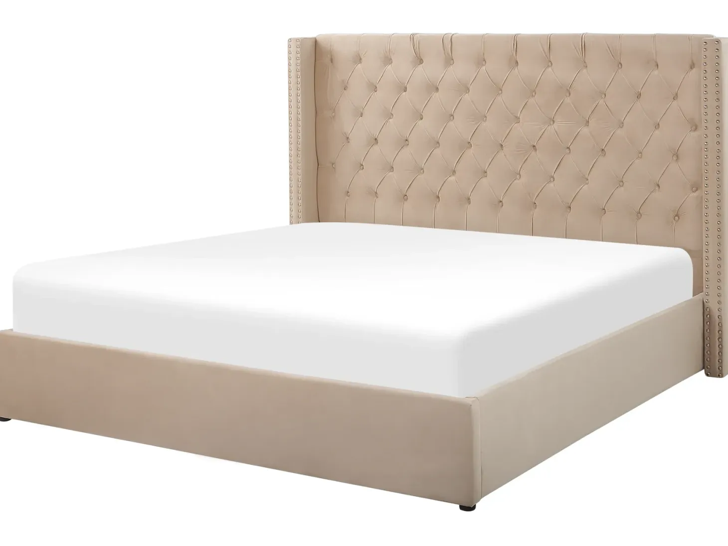 Seng med opbevaring LUBBON Velour Beige 160 x 200 cm