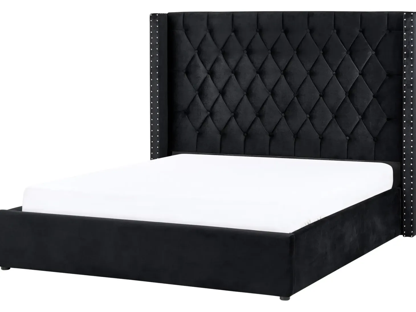 Seng med opbevaring LUBBON Velour Sort 160 x 200 cm