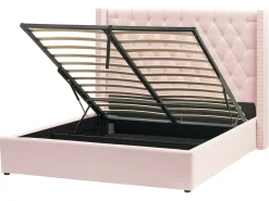 Seng med opbevaring LUBBON Velour Pastellrosa 160 x 200 cm