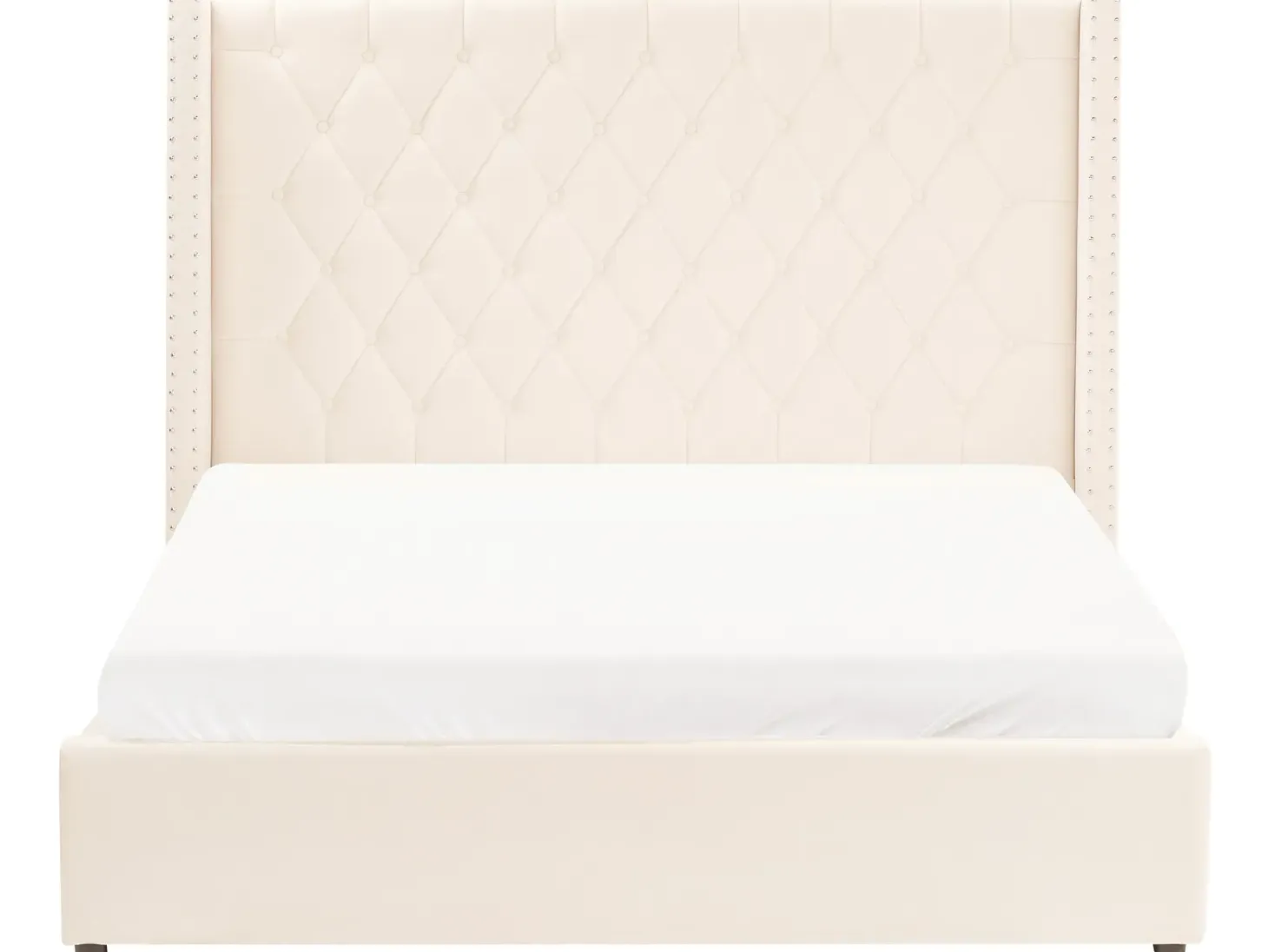 Seng med opbevaring LUBBON Velour Cremehvid 160 x 200 cm