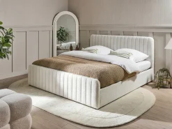 Seng med opbevaring LUNAN Boucle Hvid 180 x 200 cm